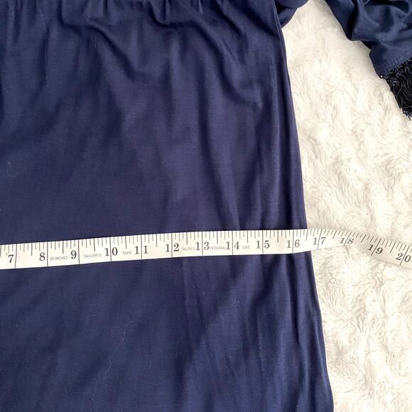 Trina Turk Indigo Blue Bird of Paradise Knit Tassels Party Blouson Dress S - Picture 10 of 10